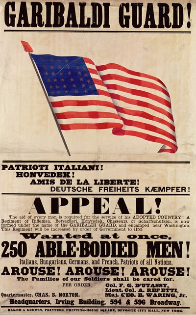Garibaldi Guard! Appeal!, Published by Baker Godwin by American School